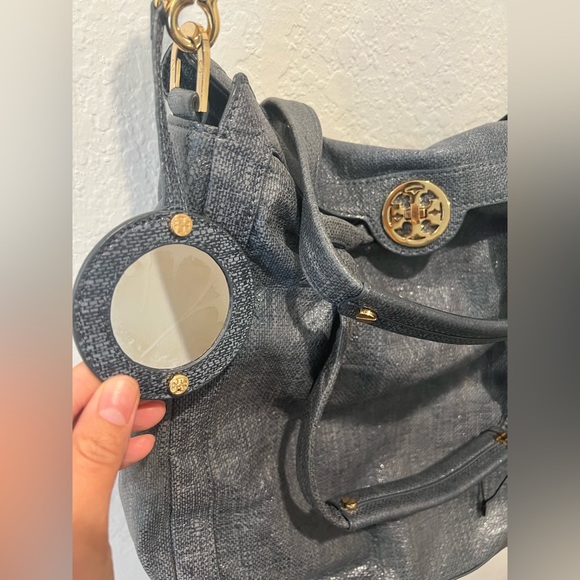 Tory Burch Coated Canvas 2 Way Shoulder Bag/Crossbody in Blue - Comes w/Dust bag - Picture 11 of 13